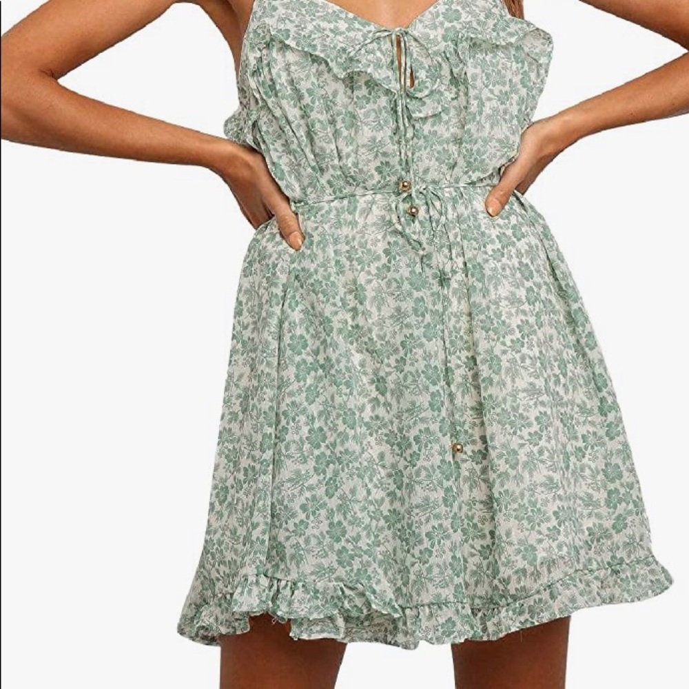 SIMPLEE RUFFLE MINI DRESS FLOUNCE HEM DRESS - Picture 2 of 8